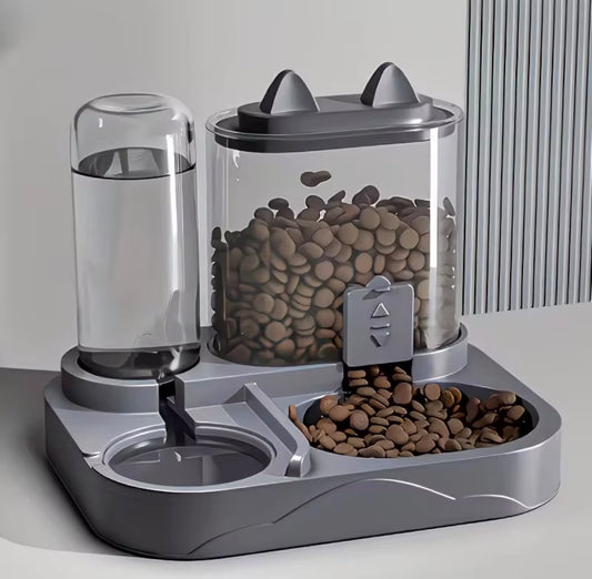 2-in-1 Large Pet Feeder & Water Dispenser, No Battery, For Cats Dogs Travel