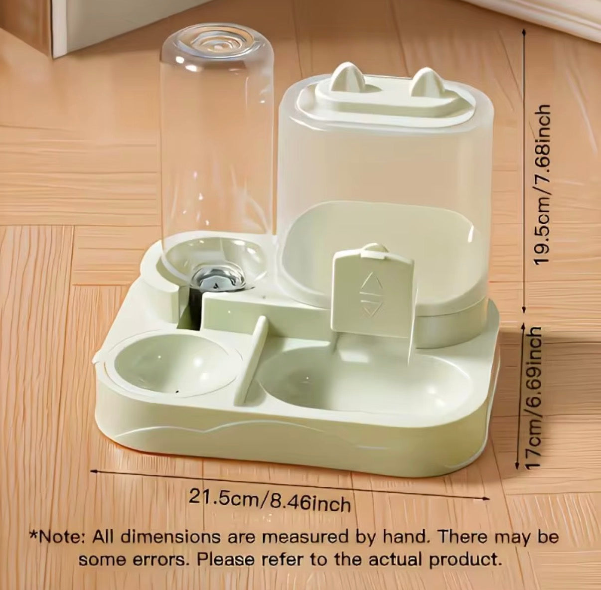 2-in-1 Large Pet Feeder & Water Dispenser, No Battery, For Cats Dogs Travel