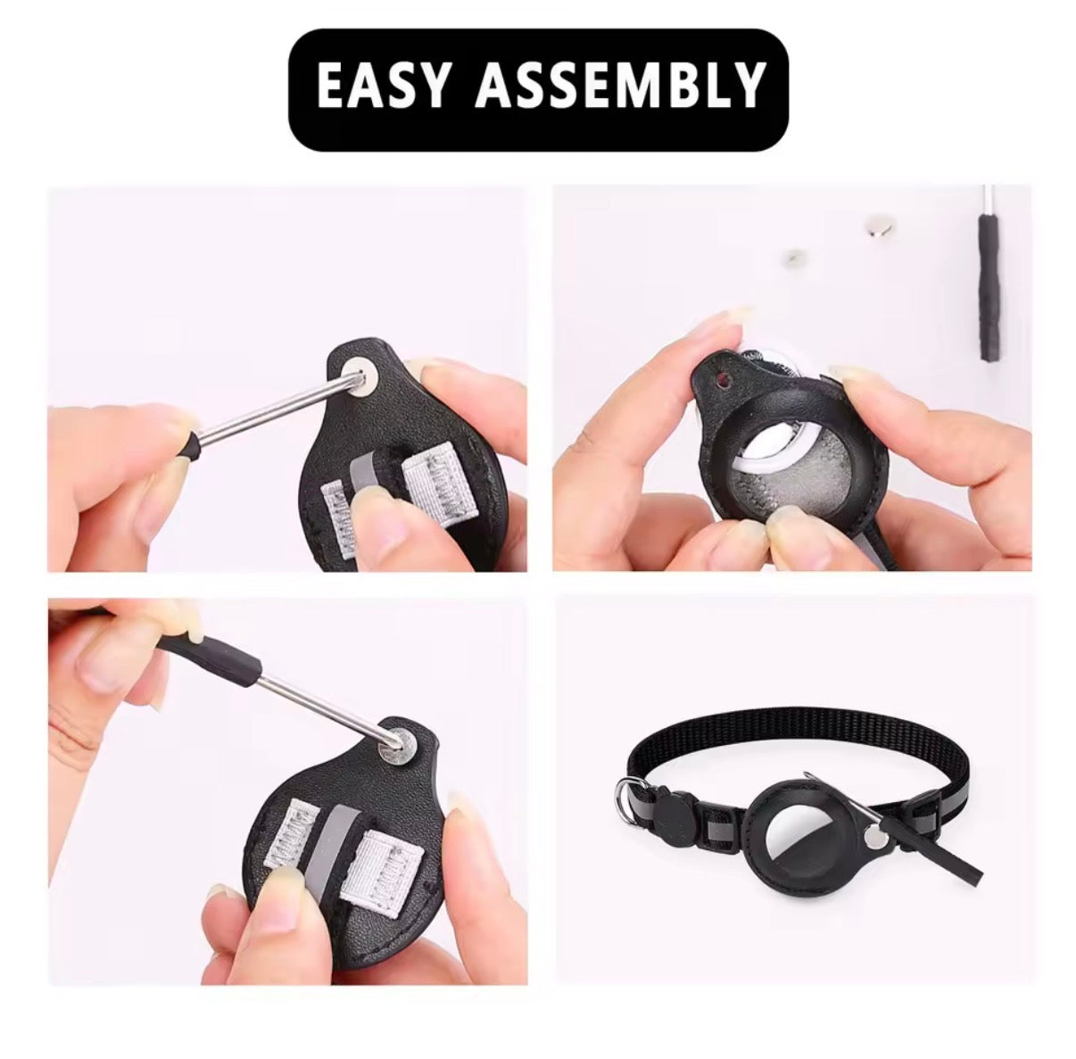 Cat AirTag Holder Collar Breakaway Reflective Strips Adjustable Kitten Collar Waterproof Cat Bell