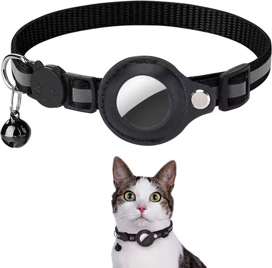 Cat AirTag Holder Collar Breakaway Reflective Strips Adjustable Kitten Collar Waterproof Cat Bell